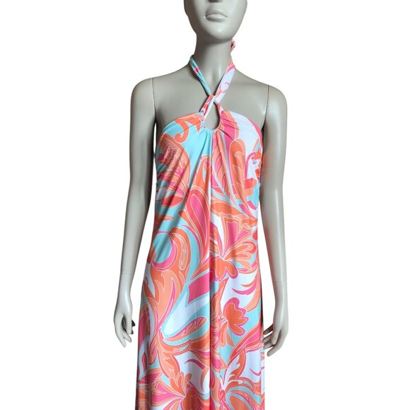 Boston Proper Pink, Blue and Orange Maxi Dress - Picture 3 of 6